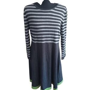 J Howard Green and Gray Striped Color Block Long Sleeve Sweater Dress Size XL